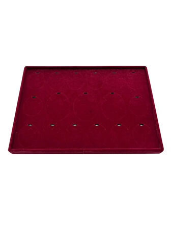 Süet Kumaş Bordo 34-24 Cm Ayaklı 17 Pedli Kolye Tabla Stand
