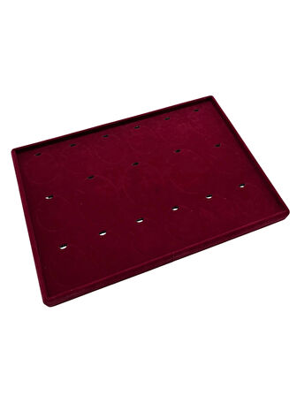 Süet Kumaş Bordo 34-24 Cm Ayaklı 17 Pedli Kolye Tabla Stand