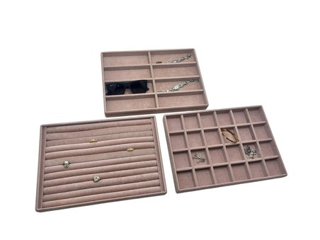 Bern Model Süet Kumaş Pembe Renk 34/24 cm 3 Lü TakımTakı Sergileme Standı