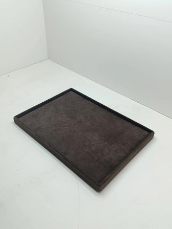 Süet Kumaş Kahve Renk 34/24 cm Takı Servis Sunum Tablası