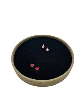 Silindir Model Süet Kumaş 20/20 cm Batırmalı Siyah Küpe-Piercing Tablası