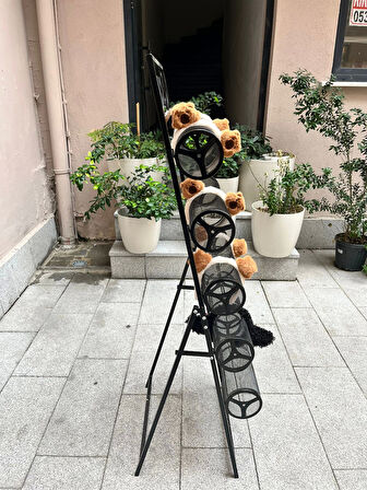 İthal Metal Ayaklı Siyah Renk 148/49 cm Beş Katlı Taç Standı
