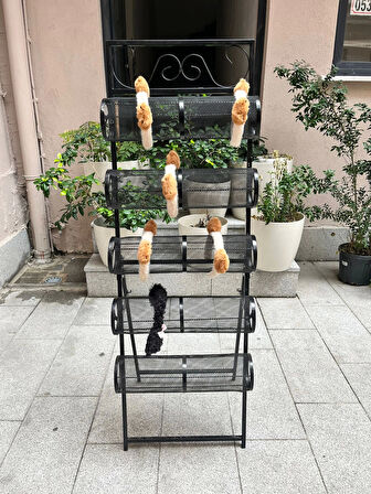 İthal Metal Ayaklı Siyah Renk 148/49 cm Beş Katlı Taç Standı