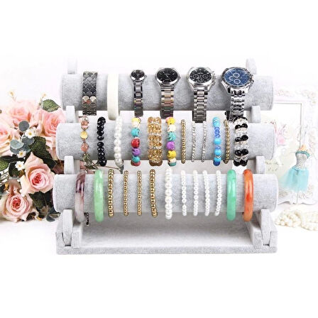 İthal Süet Kumaş Gri Renk 30 /24 cm Çıkmalı Bileklik Saat Standi
