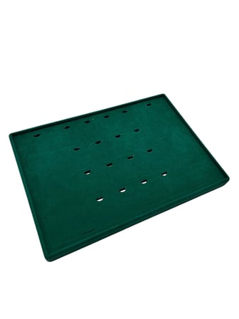 Süet Kumaş Yeşil 34-24 Cm Ayaklı 18 Pedli Kolye Tabla Stand