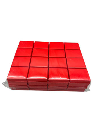 Karton Süngerli Kırmızı Renk 8/6 cm 48 Adet Üçlü Set Takı Kutusu