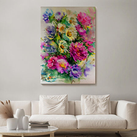 Renkli Çiçekler Duvar Tablosu-5993