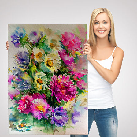 Renkli Çiçekler Duvar Tablosu-5993