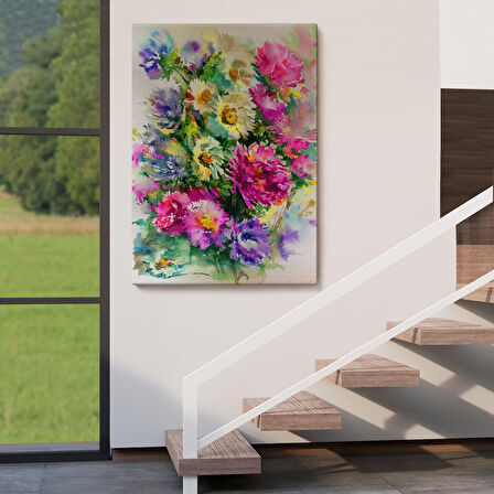 Renkli Çiçekler Duvar Tablosu-5993