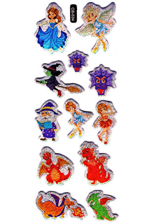 Sticker Kabartmalı Sticker Defter, Planlayıcı Etiket - (cb-534) 16x7 cm- Prenses, Peri