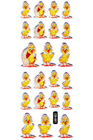 Sticker Kabartmalı Sticker Defter, Planlayıcı Etiket - (cb-561) 16x7 cm- Sevimli Civcivler