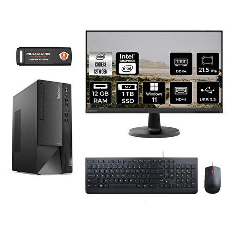 LENOVO Neo 50T M01ATXD058 i3 12100 12GB RAM 1TB SSD 21.5" W11H MASAÜSTÜ PC