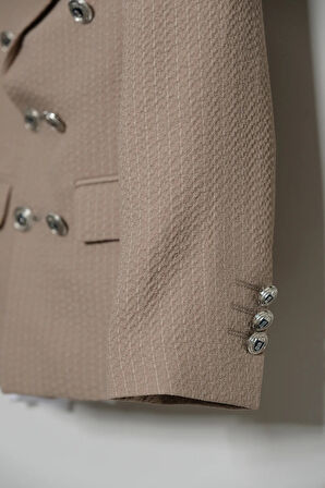 Erkek Çocuk Çizgili Ceket Gömlek Pantolon Papyonlu Takım Elbise Te.1001y