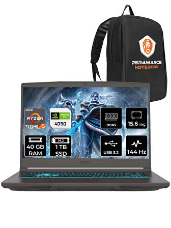 MSI Thin A15 R5 7535HS 40GB 1TB SSD RTX4050/6GB 15.6" FHD 144HZ FDOS B7VE-076XTR & PER4 ÇANTA