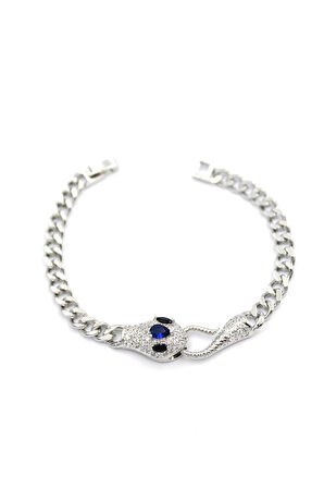 Zirkon Taşlı Yılan Bileklik - Gümüş
