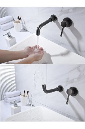 Banyo Lavabo Bataryası Ankastre Siyah Set Yeni 5 Yıl Garantili Sıva Altı Dahil