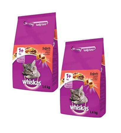 Whiskas Sığır Etli Yetişkin Kedi Maması 1.4 Kg (2 ADET)