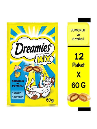 Dreamies Mix Somonlu ve Peynirli Kedi Ödülü 12 Adet x 60 Gr