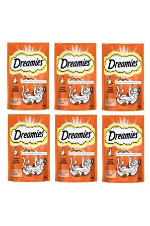 Dreamies Tavuklu Granül Yetişkin Kedi Ödülü 6x60 g 