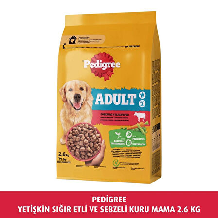 PEDİGREE YETİŞKİN SIĞIR ETLİ VE SEBZELİ KURU MAMA 2.6 KG