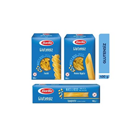 Barilla Glutensiz Penne, Fusilli, Spagetti 3' Lü Set