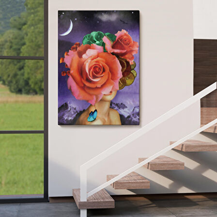 Gül Başlı Kadın Modern Sanat Tablosu-5998