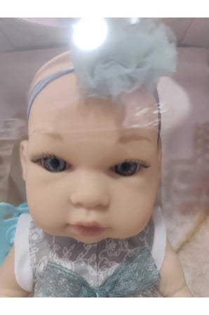 32 CM Tam Vinil Kıyafetli Güzel Bebek Emzik Aksesuarlı Mavi -59995