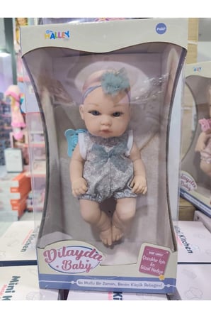 32 CM Tam Vinil Kıyafetli Güzel Bebek Emzik Aksesuarlı Mavi -59995