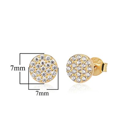 Zirkon Taşlı Pırlanta Montür Yuvarlak Gümüş Küpe