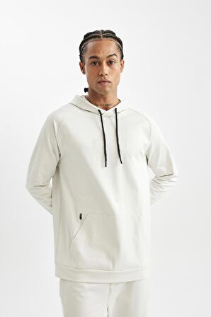 DeFactoFit Standart Fit Kapüşonlu Cepli Skuba Dalgıç Kumaş Sporcu Sweatshirt D1950AX24AUBG721