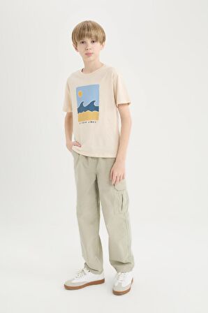 Erkek Çocuk Loose Fit Standart Paça Gofre Dokulu Pantolon