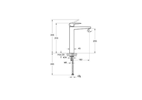 Artema Root Square A4273334 Çanak Lavabo Bataryası, Fırçalı Nikel