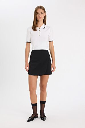 DeFacto Regular Fit Polo Yaka Düğmeli Basic Düz Kısa Kollu Triko Kazak D3300AX24AUWT34