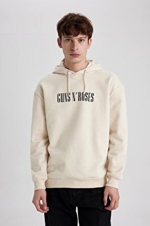 DeFacto Guns N' Roses Boxy Fit Kapüşonlu Sırt Baskılı Sweatshirt B1639AX23WNBG700