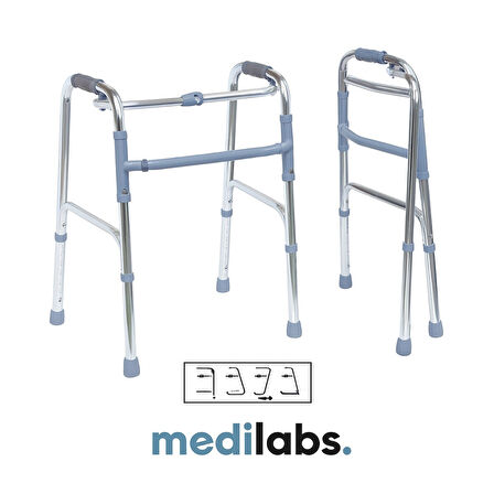 Medilabs Alüminyum Walker  Katlanabilir Ergonomik Yürüteç 
