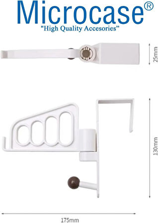 Microcase Sert ABS Plastik Kapı Arkası Döner Başlıklı Kancalı Takı Eşya Çanta Şapka Kıyafet Askısı 2 Adet -BEYAZ AL5015