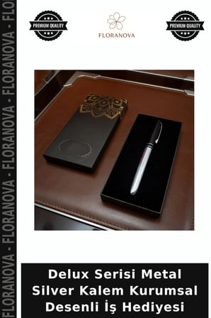 Delux Serisi Metal Silver Kalem Kurumsal Desenli İş Hediyesi