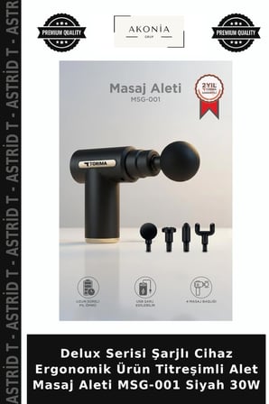 Delux Serisi Şarjlı Cihaz Ergonomik Ürün Titreşimli Alet Masaj Aleti MSG-001 Siyah 30W