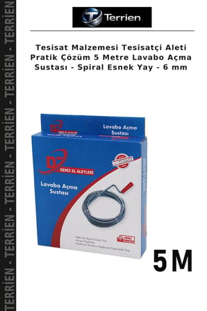 Tesisat Malzemesi Tesisatçi Aleti Pratik Çözüm 5 Metre Lavabo Açma Sustası - Spiral Esnek Yay - 6 mm