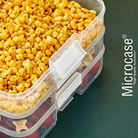 Microcase 4 Çekmeceli Dikdörtgen Taşınabilir Erzak Bakliyat Yiyecek Saklama Kabı Kapaklı - SİYAH AL5197