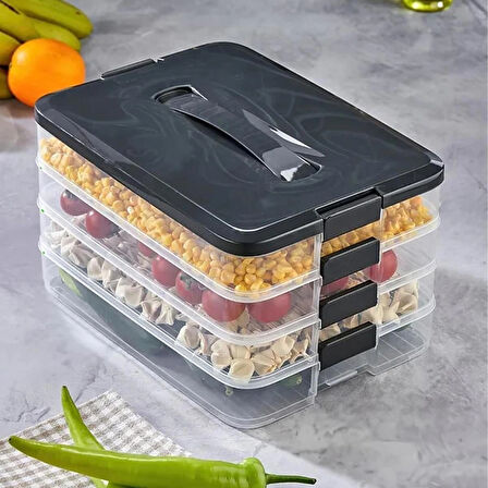 Microcase 4 Çekmeceli Dikdörtgen Taşınabilir Erzak Bakliyat Yiyecek Saklama Kabı Kapaklı - BEYAZ AL5197