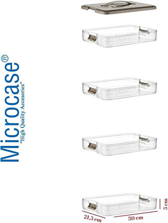 Microcase 4 Çekmeceli Dikdörtgen Taşınabilir Erzak Bakliyat Yiyecek Saklama Kabı Kapaklı - BEYAZ AL5197