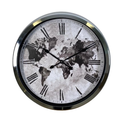 Silver Legacy World 60 x 60 Cm Metal Duvar Saati iegxx
