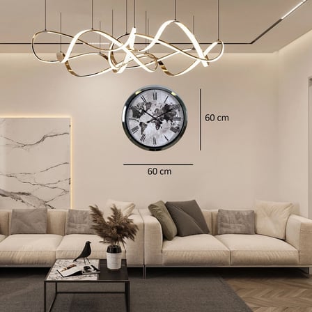 Silver Legacy World 60 x 60 Cm Metal Duvar Saati iegxx