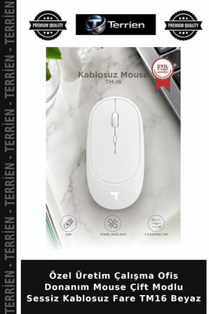 Özel Üretim Çalışma Ofis Donanım Mouse Çift Modlu Sessiz Kablosuz Fare TM16 Beyaz