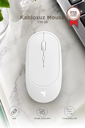 Özel Üretim Çalışma Ofis Donanım Mouse Çift Modlu Sessiz Kablosuz Fare TM16 Beyaz