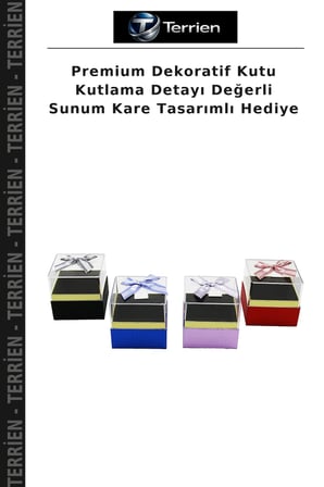 Premium Dekoratif Kutu Kutlama Detayı Değerli Sunum Kare Tasarımlı Hediye