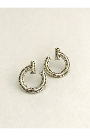 Çelik Zirkon Taşlı Küpe