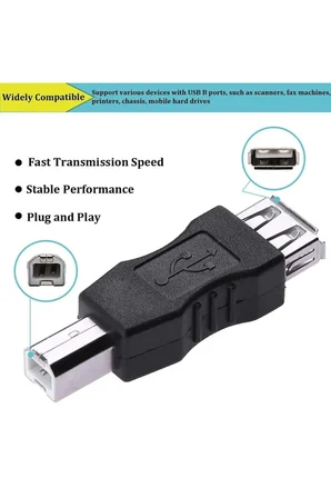 Usb-B Printer Erkek to USB-A Dişi Adaptör Usb Yazıcı Çevirici Adaptör Kare Uç Usb Printer Aparat