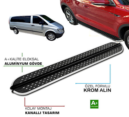 MERCEDES VITO W639 CAMLI VAN UZUN ŞASE ARACA ÖZEL YAN BASAMAK 2004 2005 2006 2007 2008 2009 2010 2011 2012 2013 2014